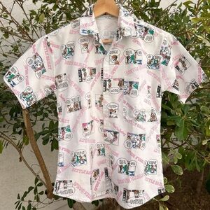 Vintage 1980s Beetle Bailey Comic Button-Down Shirt Sz 18 (Fits XS/S)